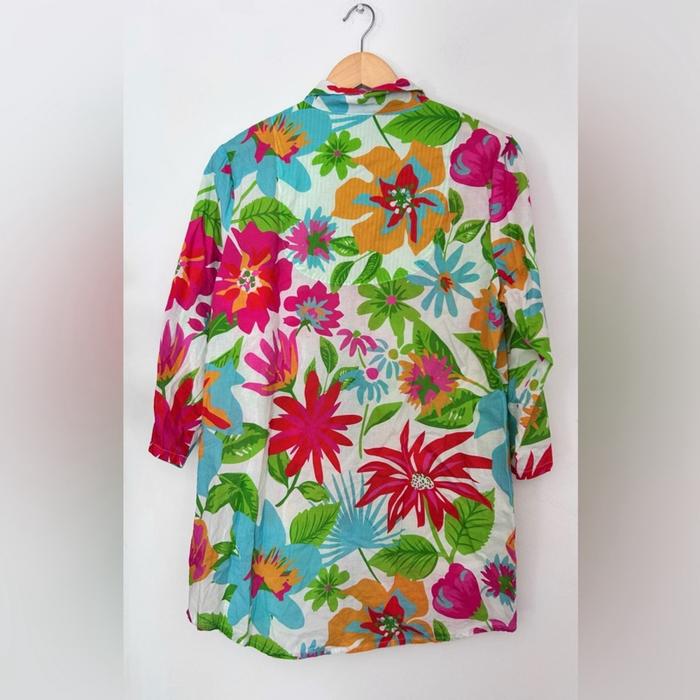 Sunny oceans top tunic size medium vibrant floral pattern - Picture 2 of 5
